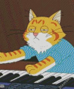 Cat And Piano Animationa Diamond Painting