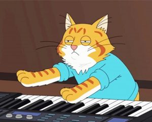 Cat And Piano Animation Diamond Painting