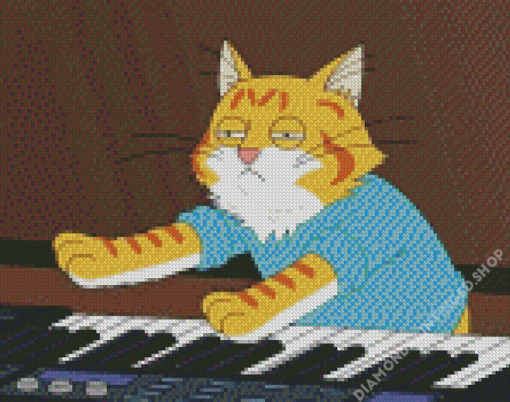 Cat And Piano Animationa Diamond Painting