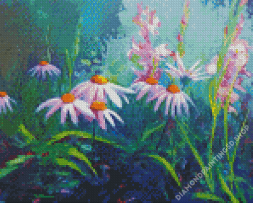 Echinacea Art Illustration Diamond Painting