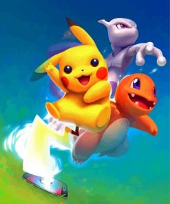 Mewtwo Pikachu Charmander Diamond Painting