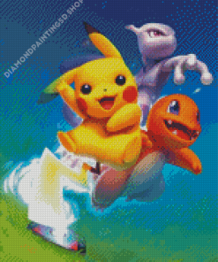 Mewtwo Pikachu Charmander Diamond Painting