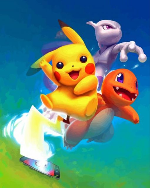 Mewtwo Pikachu Charmander Diamond Painting