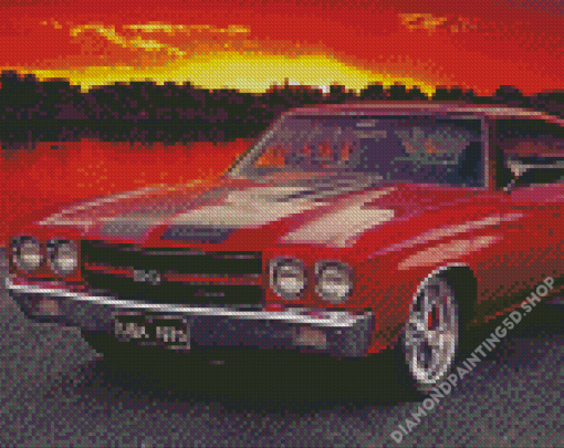 Red 1972 Chevelle Diamond Painting