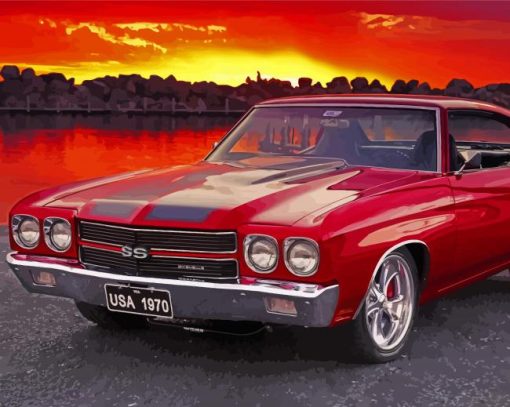 Red 1972 Chevelle Diamond Painting