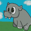 Cartoon Baby Hippo Diamond Painting