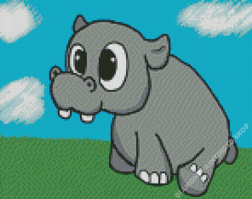 Cartoon Baby Hippo Diamond Painting