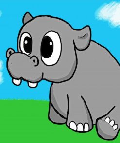 Cartoon Baby Hippo Diamond Painting
