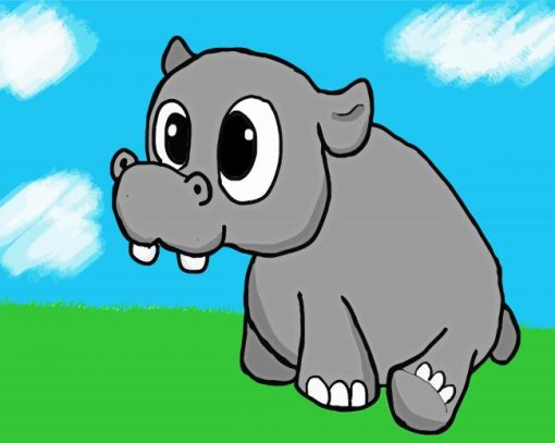 Cartoon Baby Hippo Diamond Painting