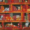 Cats And Books Diamond Painting