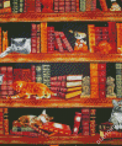Cats And Books Diamond Painting