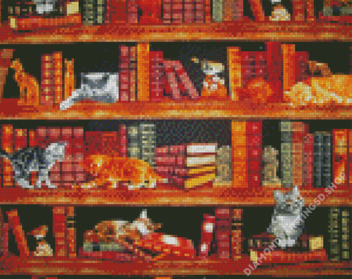 Cats And Books Diamond Painting