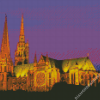 Chartres Cathedral Building At Night Diamond Painting