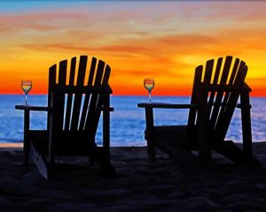 Deck Chairs Silhouette Diamond Painting