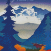 Denali National Park Alaska Illustration Diamond Painting