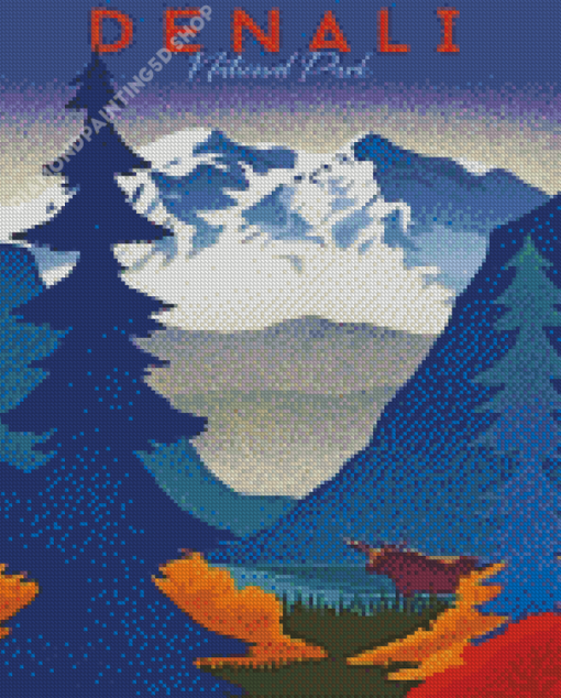 Denali National Park Alaska Illustration Diamond Painting