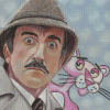 Inspector Clouseau And Pink Panther Art Diamond Painting