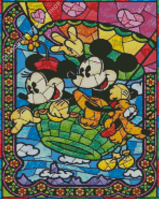 Micky And Minnie Stained Glass Diamond Painting