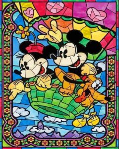 Micky And Minnie Stained Glass Diamond Painting