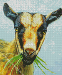 Nigerian Dwarf Goat Eating Grass Art Diamond Painting