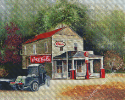 Old Esso Station Diamond Painting