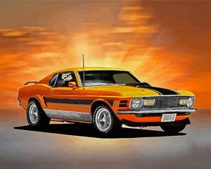 Old Yellow Mach 1 Mustang Diamond Painting