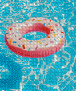 Pink Donut In Pool Art Diamond Painting