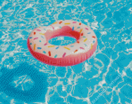 Pink Donut In Pool Art Diamond Painting