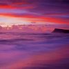 Pink Sunset With Mountain An Waves Diamond Painting