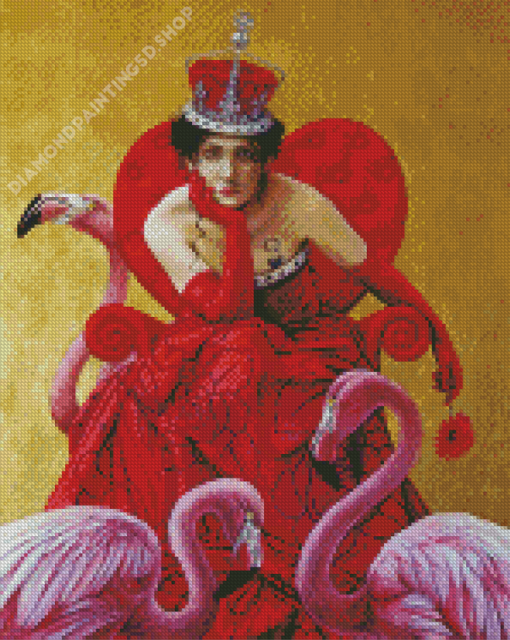 Queen Of Hearts And Flamingo Diamond Painting