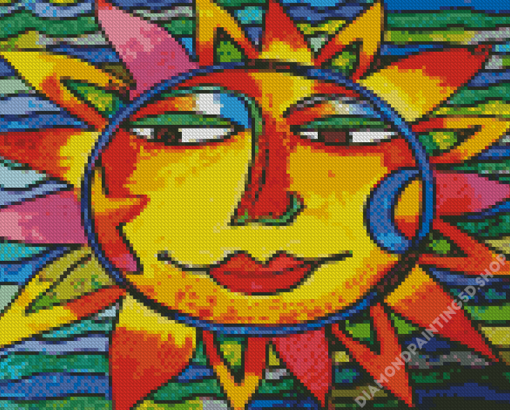 Sun Face Illustration Diamond Painting