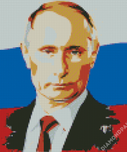 Vladimir Putin And Russia Flag Art Diamond Painting