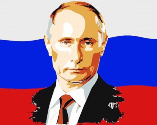 Vladimir Putin And Russia Flag Art Diamond Painting