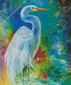 White Egret Illustration Diamond Painting