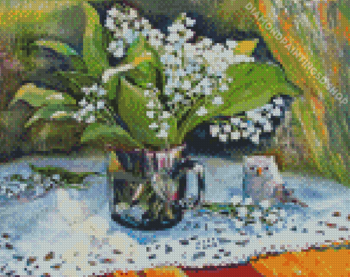 Abstract Lilly Of The Valley Diamond Painting