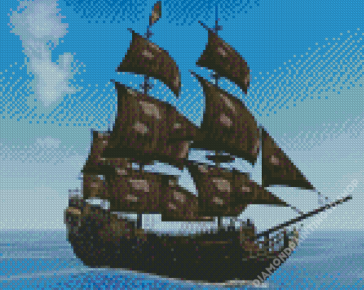 Aesthetic Black Pearl Ship Diamond Painting