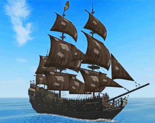 Aesthetic Black Pearl Ship Diamond Painting