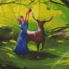 Aesthetic Girl And Deer Diamond Painting