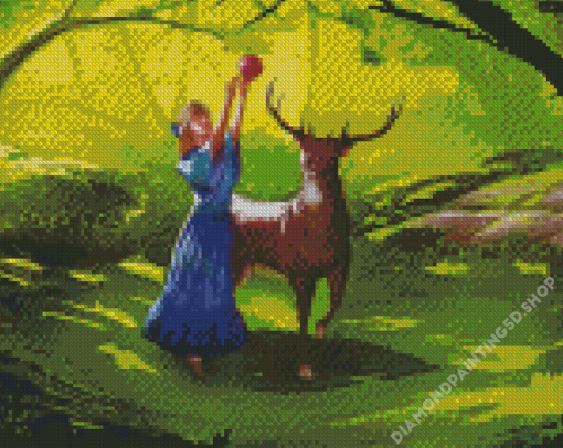 Aesthetic Girl And Deer Diamond Painting