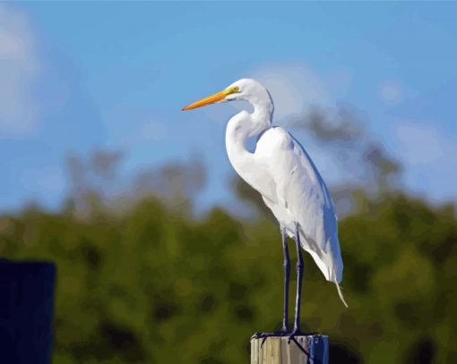 Aesthetic White Heron Diamond Painting