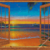 Aesthetic Window Beach Diamond Painting