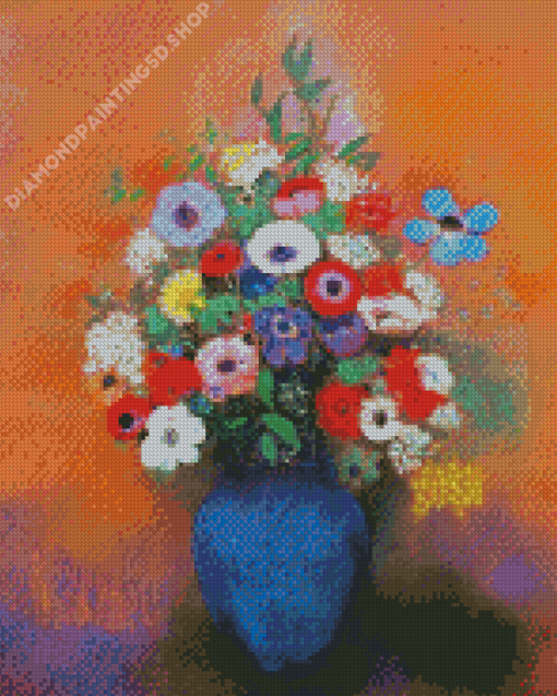 Colorful Anemone And Lilacs Vase Diamond Painting