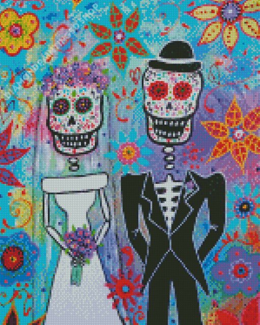 Cute Sugar Skull Wedding Couple Diamond Painting