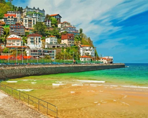 Donostia San Sebastian Buildings By The Beach Diamond Painting