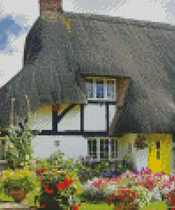 Flowering Scenery English Cottage Diamond Painting