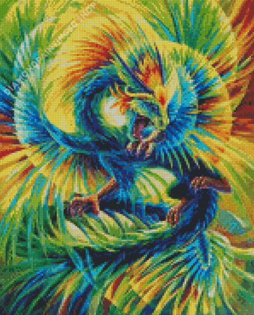 Green Quetzalcoatl Dragon Diamond Painting