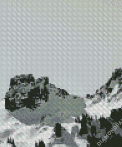 Snowy Mountains Black And White Landscape Diamond Painting