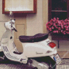 White Moped Motorcycle Diamond Painting