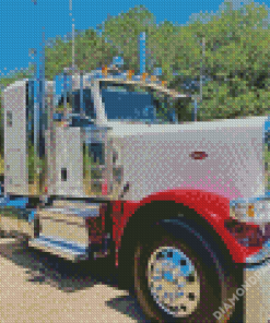 White Peterbilt Semi Truck Diamond Painting