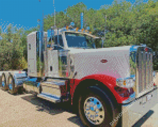 White Peterbilt Semi Truck Diamond Painting